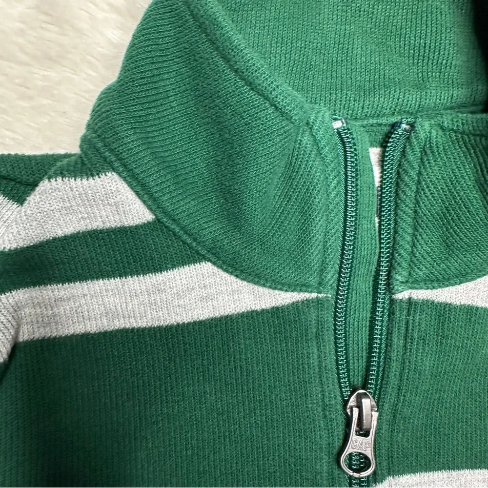 GAP Sweater Half-Zip Green & Grey Striped Size 7 - Picture 4 of 16
